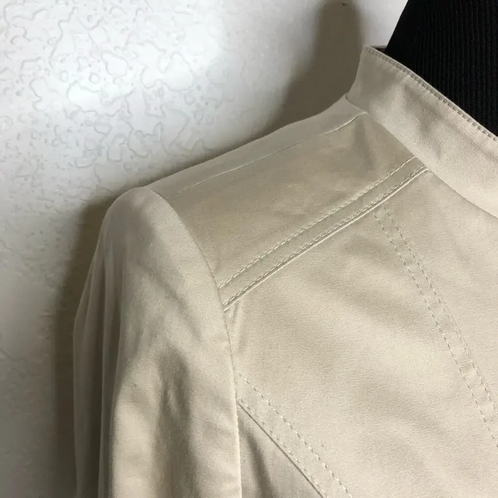WHBM cream tan zip front blazer jacket size 2